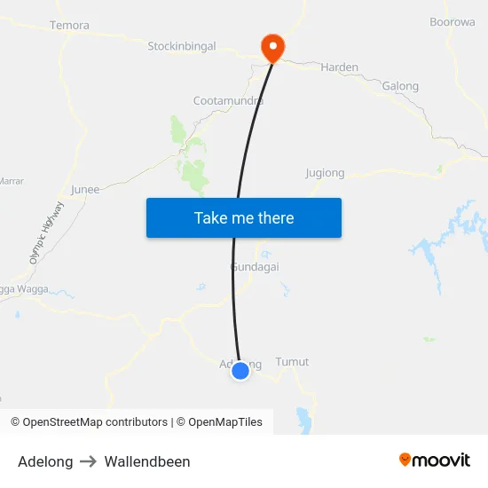Adelong to Wallendbeen map