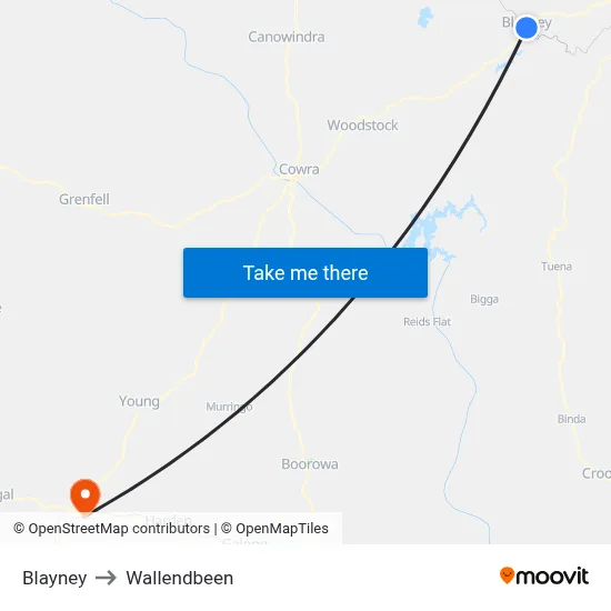 Blayney to Wallendbeen map