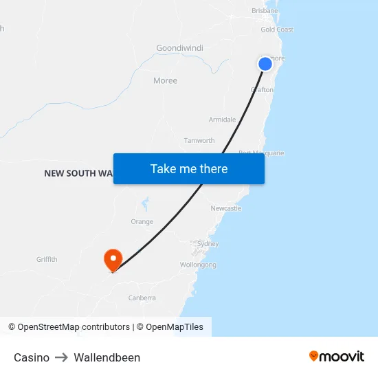 Casino to Wallendbeen map