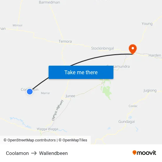 Coolamon to Wallendbeen map
