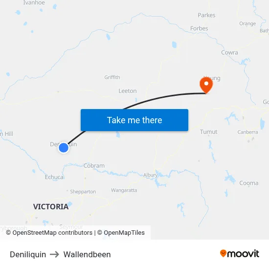 Deniliquin to Wallendbeen map