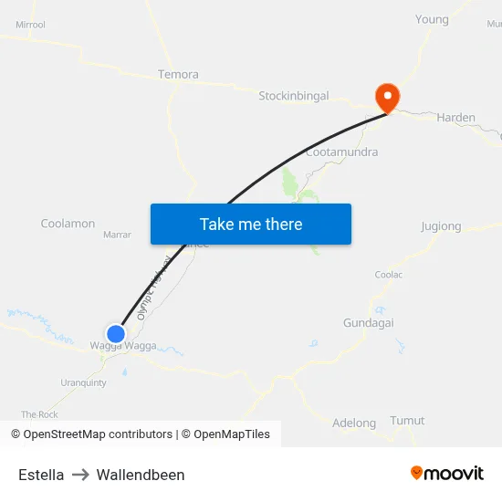 Estella to Wallendbeen map