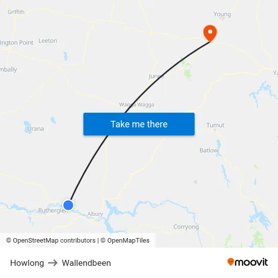 Howlong to Wallendbeen map