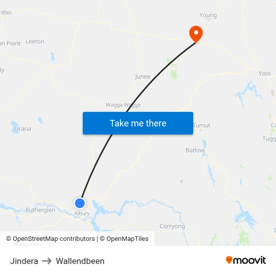 Jindera to Wallendbeen map