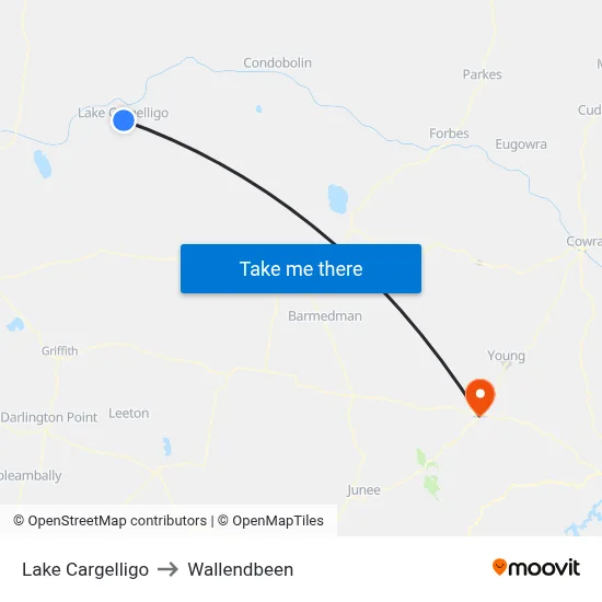Lake Cargelligo to Wallendbeen map