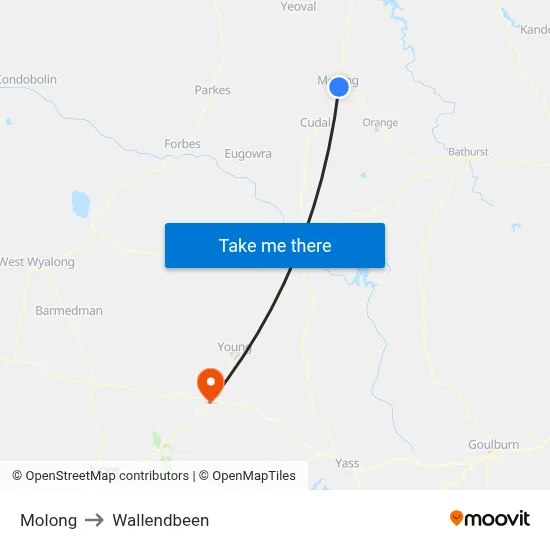 Molong to Wallendbeen map