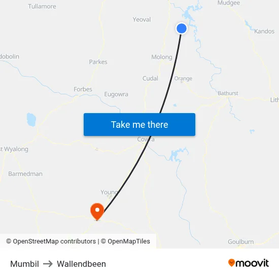 Mumbil to Wallendbeen map
