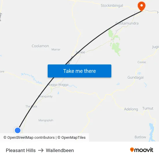 Pleasant Hills to Wallendbeen map