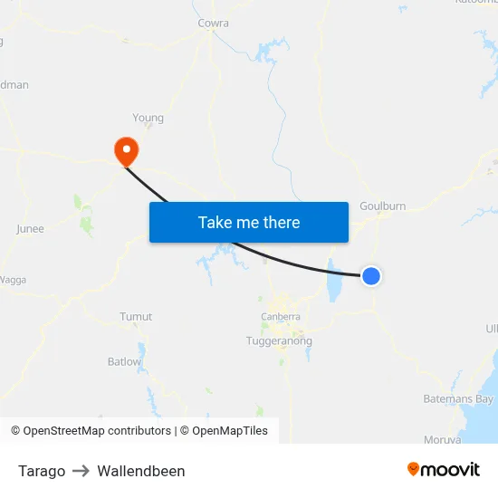 Tarago to Wallendbeen map