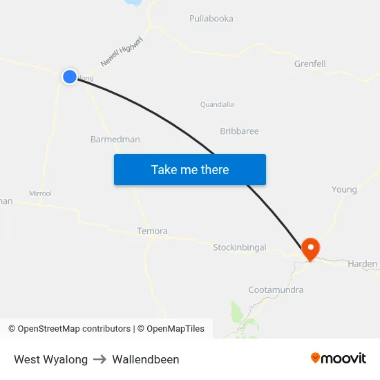 West Wyalong to Wallendbeen map
