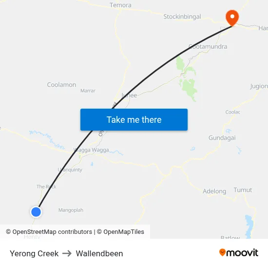 Yerong Creek to Wallendbeen map