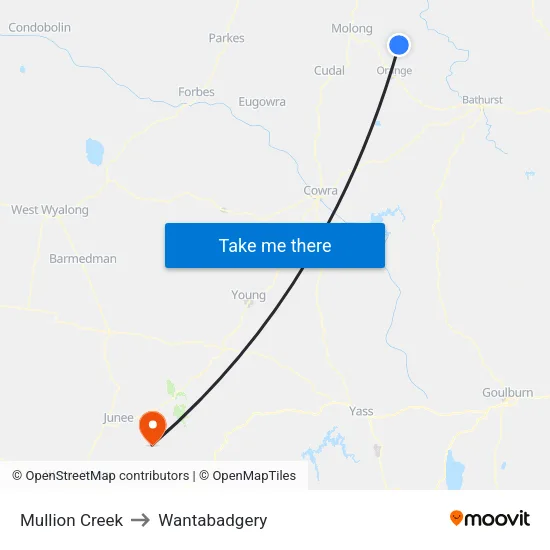 Mullion Creek to Wantabadgery map