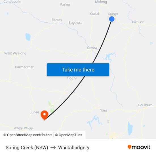 Spring Creek (NSW) to Wantabadgery map