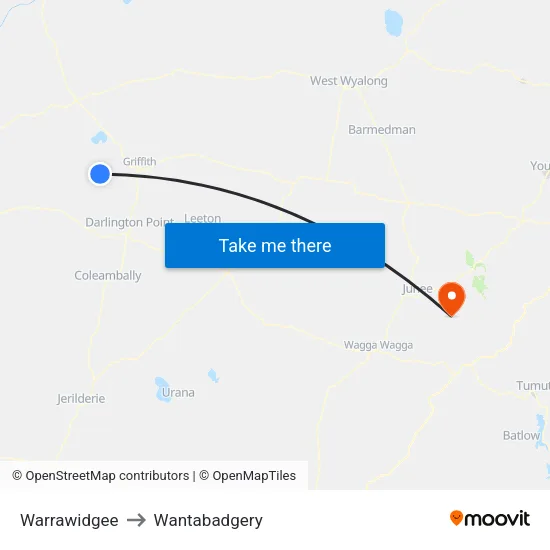 Warrawidgee to Wantabadgery map