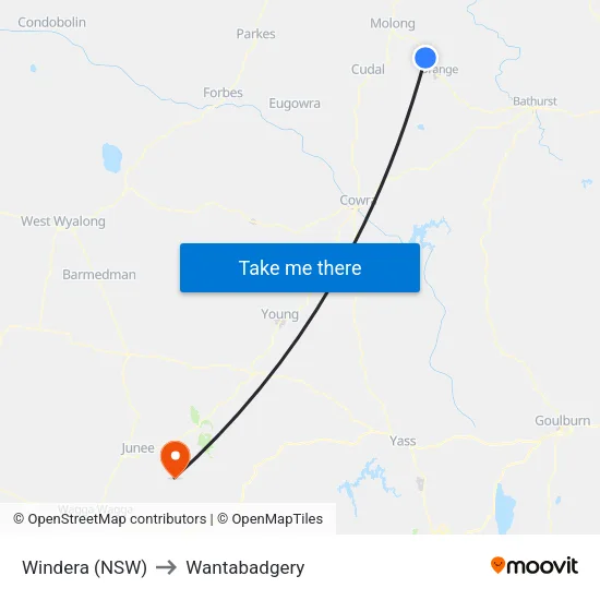 Windera (NSW) to Wantabadgery map