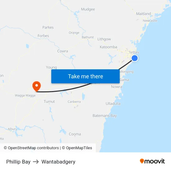 Phillip Bay to Wantabadgery map