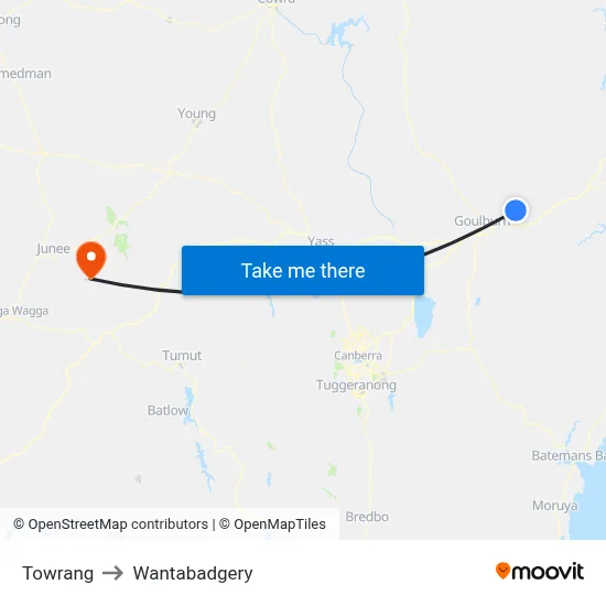 Towrang to Wantabadgery map