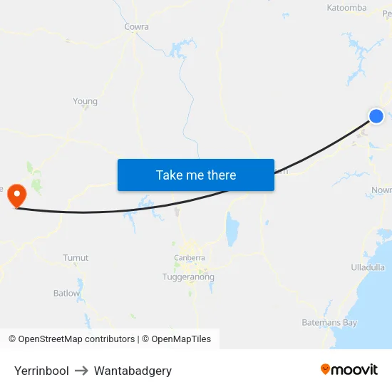 Yerrinbool to Wantabadgery map