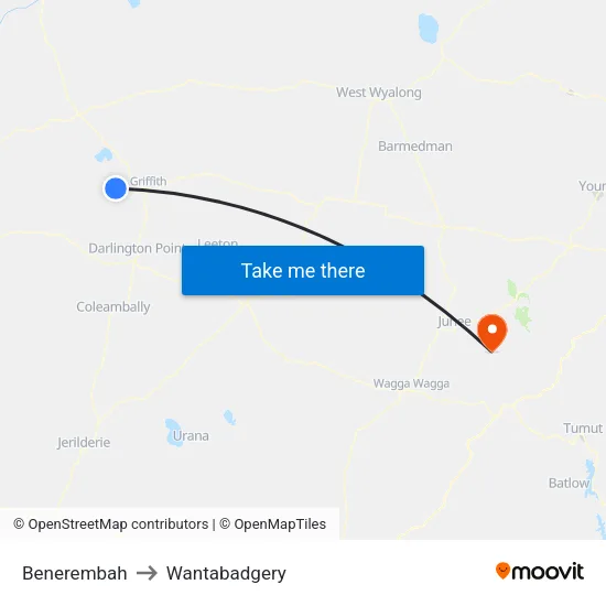 Benerembah to Wantabadgery map