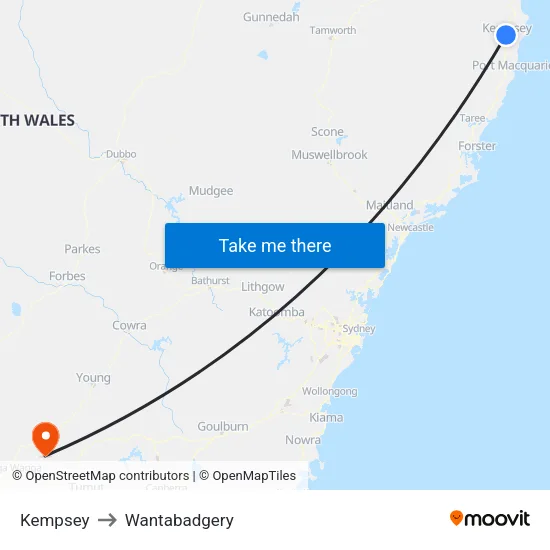 Kempsey to Wantabadgery map