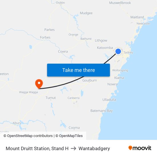 Mount Druitt Station, Stand H to Wantabadgery map