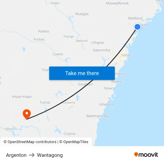 Argenton to Wantagong map