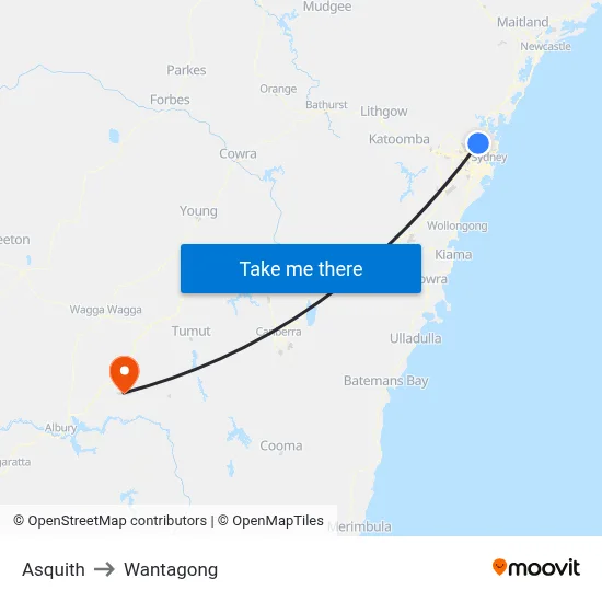 Asquith to Wantagong map