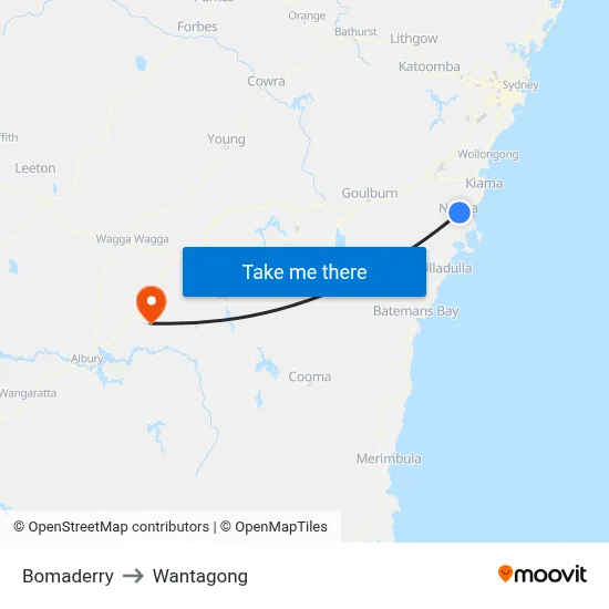 Bomaderry to Wantagong map