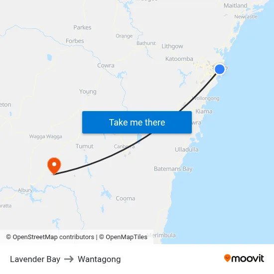 Lavender Bay to Wantagong map