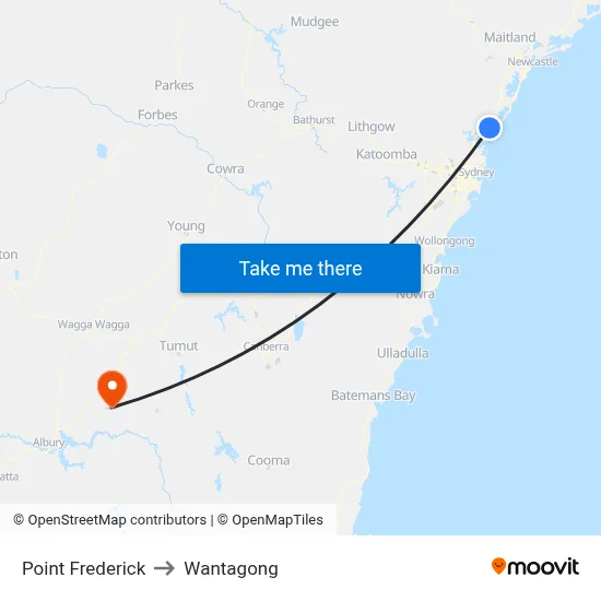 Point Frederick to Wantagong map