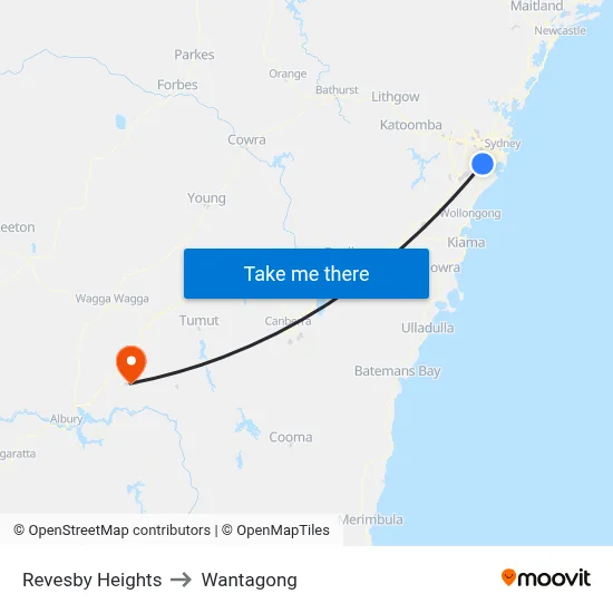 Revesby Heights to Wantagong map