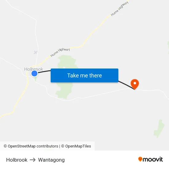 Holbrook to Wantagong map