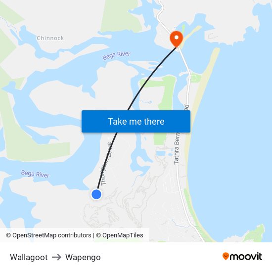 Wallagoot to Wapengo map