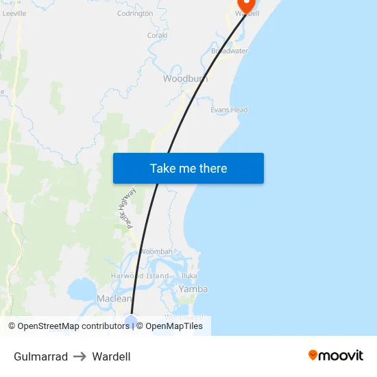 Gulmarrad to Wardell map