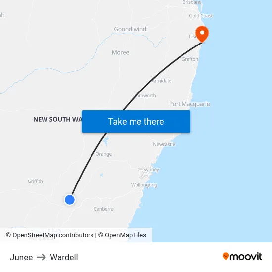 Junee to Wardell map