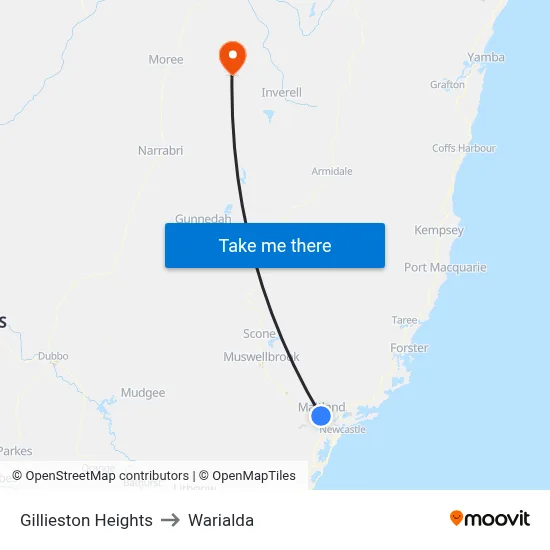 Gillieston Heights to Warialda map