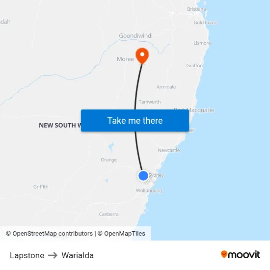 Lapstone to Warialda map