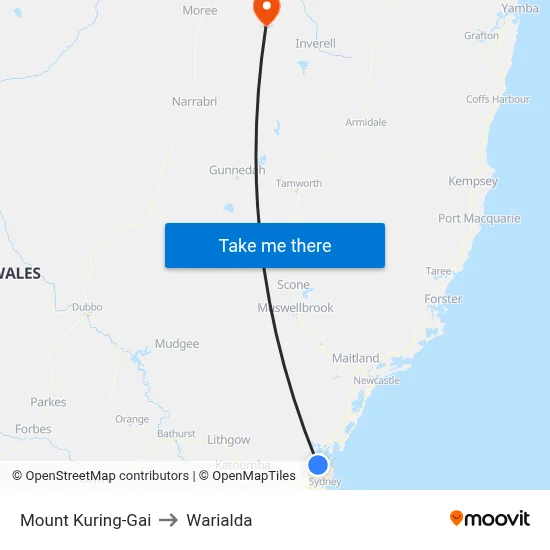 Mount Kuring-Gai to Warialda map