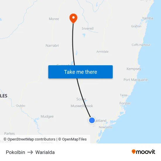 Pokolbin to Warialda map