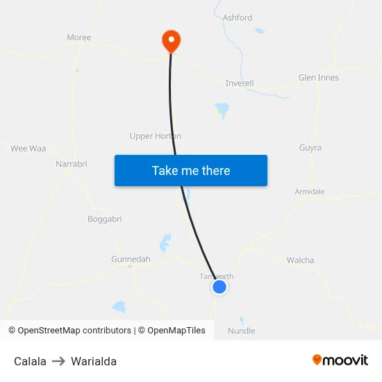 Calala to Warialda map