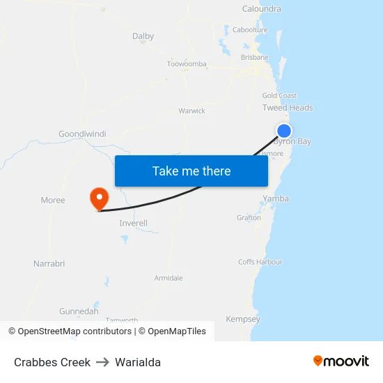 Crabbes Creek to Warialda map