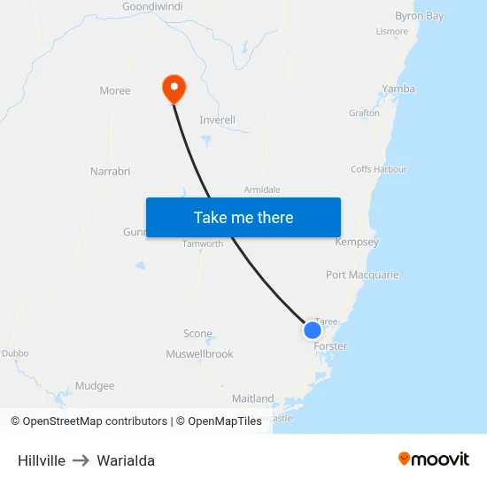 Hillville to Warialda map