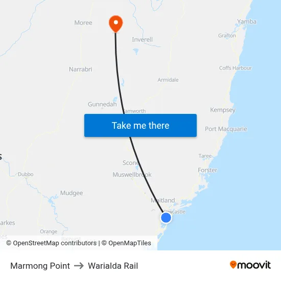 Marmong Point to Warialda Rail map