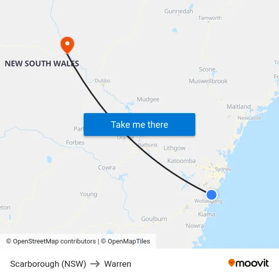 Scarborough (NSW) to Warren map