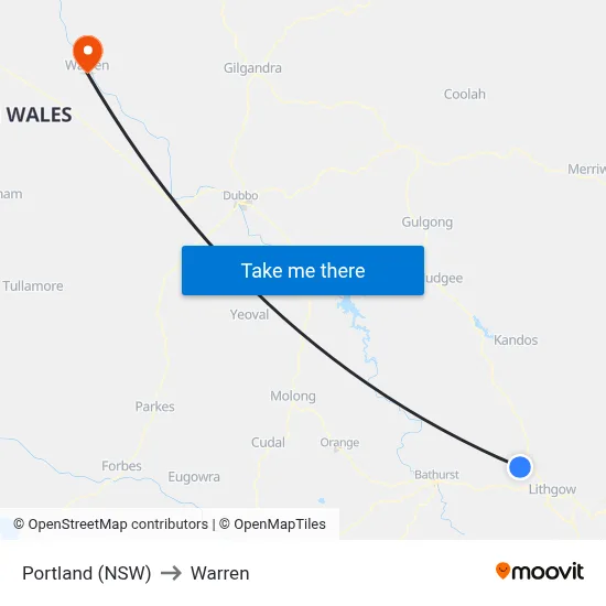 Portland (NSW) to Warren map