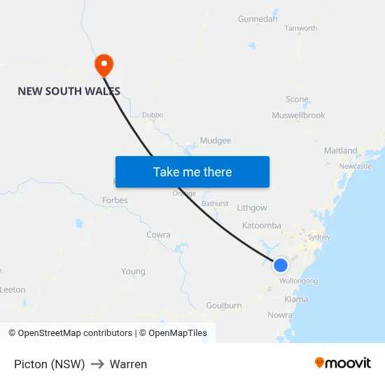 Picton (NSW) to Warren map