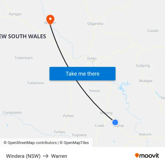 Windera (NSW) to Warren map