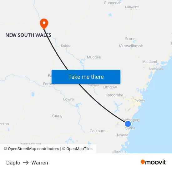 Dapto to Warren map