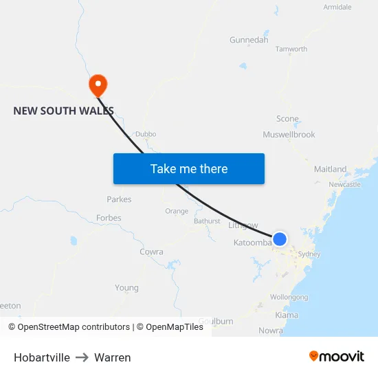 Hobartville to Warren map