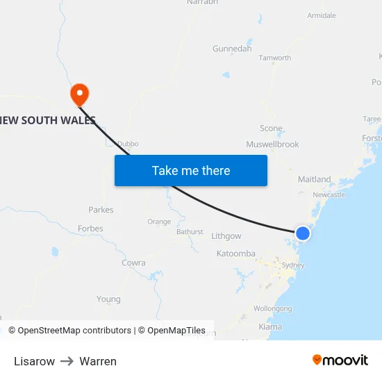 Lisarow to Warren map